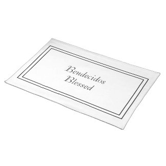 Bilingual Black & White Spanish Bendecido Blessed  Cloth Placemat