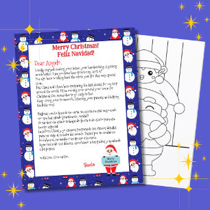 Bilingual Blue Santa Letter for Kids Spanish
