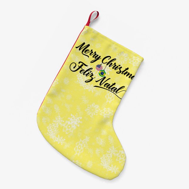 Bilingual Brazilian American Xmas Stocking (Front (Hanging))