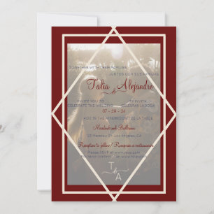 Bilingual Burgundy Wedding Invitation