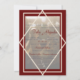 Bilingual Burgundy Wedding Invitation