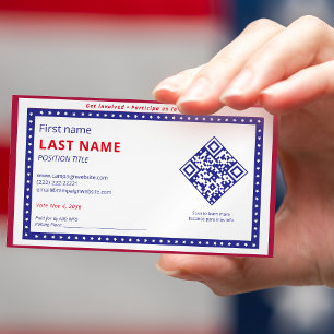 Bilingual Campaign Voter Contact GOTV Info QR Code Business Card Magnet