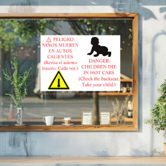 Bilingual Car Safety Sticker Warning