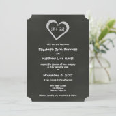 Bilingual Chalkboard Heart Wedding Invitation (Standing Front)