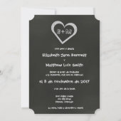 Bilingual Chalkboard Heart Wedding Invitation (Back)