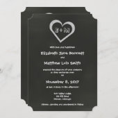Bilingual Chalkboard Heart Wedding Invitation (Front/Back)
