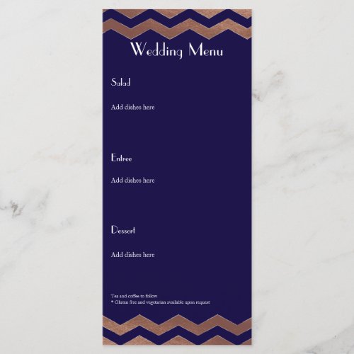 Bilingual Chic Rose Gold Wedding Menu