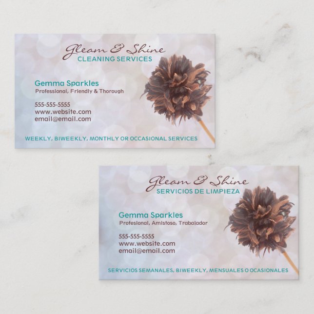 Bilingual Cleaning Services Business Cards (Front/Back)