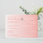 Bilingual Coral Ombre Wedding Invitation (Standing Front)
