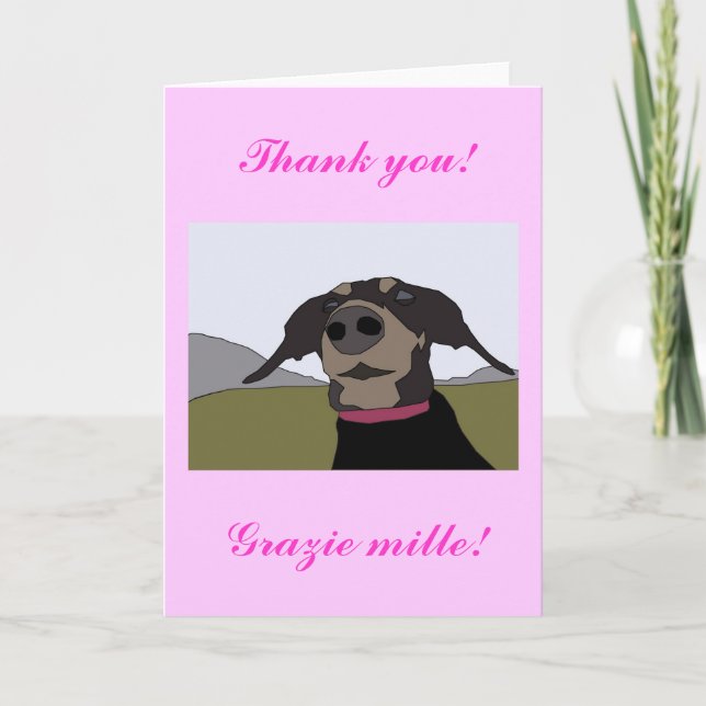 Bilingual Dachshund Thank You Card (Front)