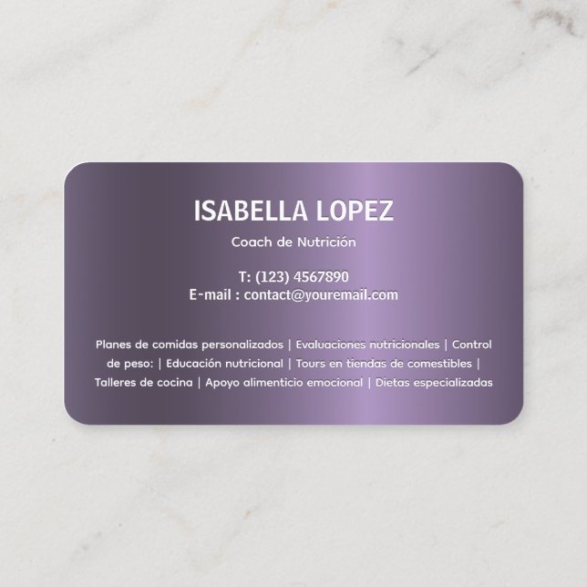 Bilingual English Spanish Business Card (Back)