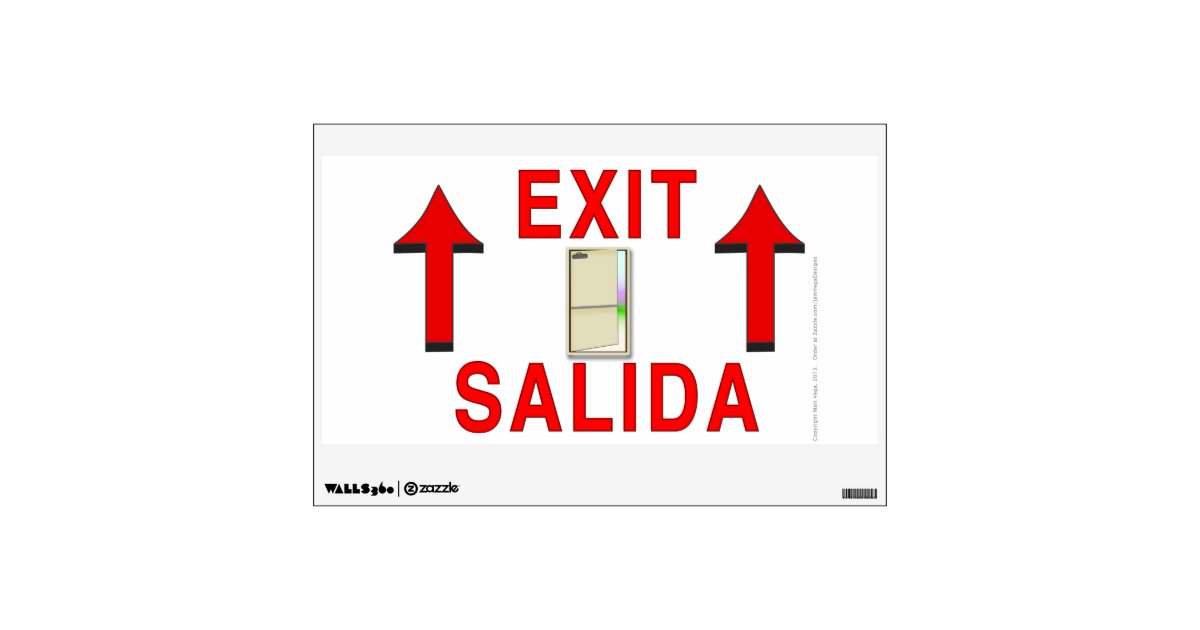 Bilingual English/Spanish door exit sign Wall Decal