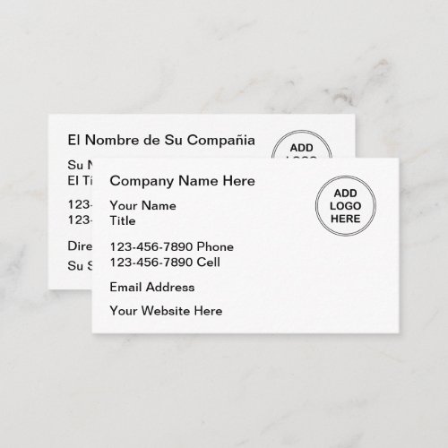 Bilingual English Spanish Logo Business Cards