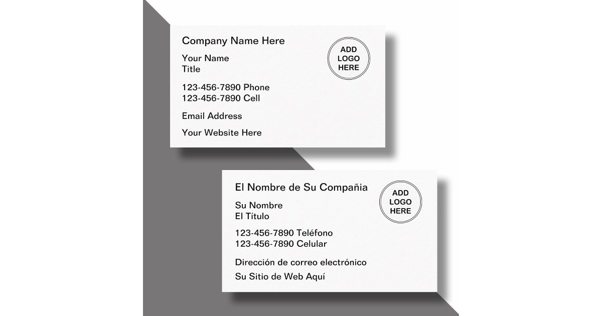 Bilingual English Spanish Logo Business Cards