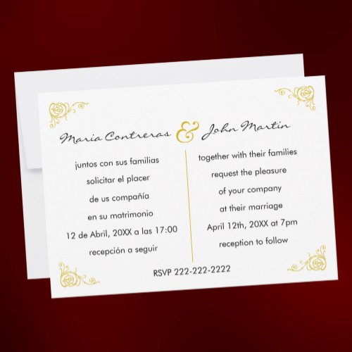 Bilingual English Spanish Wedding Invitation