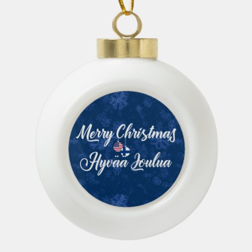 Bilingual Finnish American Holiday Ornament