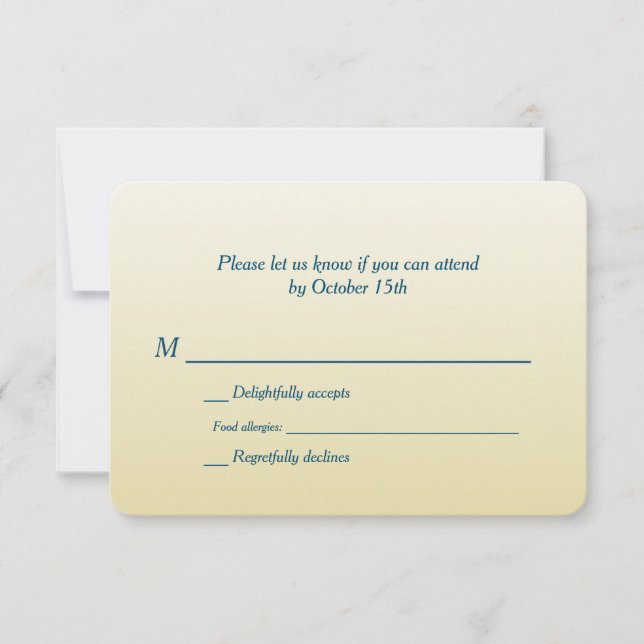 Bilingual Gold Ombre Wedding RSVP Card (Front)