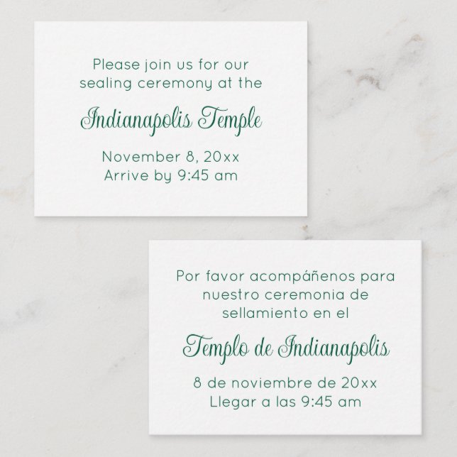Bilingual Green Script Temple Sealing Invitation (Front/Back)