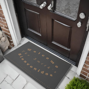 Bilingual Grey Doormat Eng-Spa Welcome sign