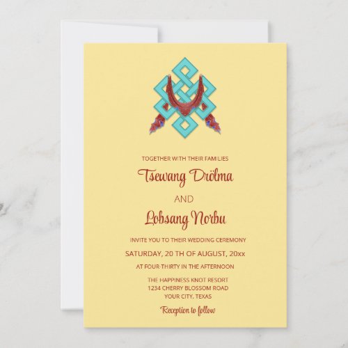 BILINGUAL Knot Of Happiness  Tibetan Wedding  Invitation