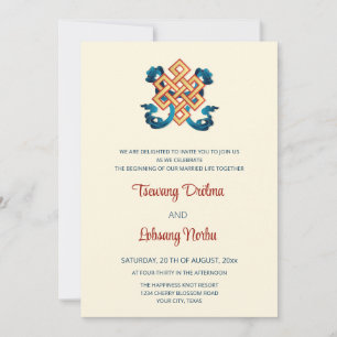 BILINGUAL Knot Of Happiness Tibetan Wedding Invitation