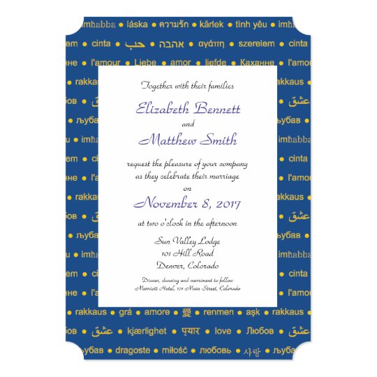 Bilingual Languages Of Love Wedding Invitation Zazzle Com