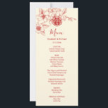 BILINGUAL Magnolia Chinese Wedding Menu Card<br><div class="desc">Red magnolia line art branch and a red double happiness symbol on a cream background. With custom bride and groom names,  the wedding date and a custom menu text. On the backside are the initials to change. With a traditional Chinese text at the backside.</div>