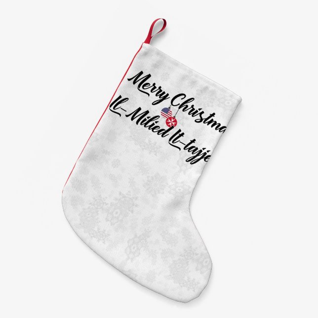 Bilingual Maltese American Xmas Stocking (Front (Hanging))