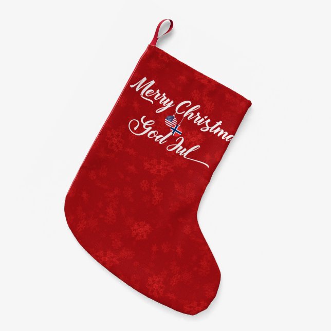 Bilingual Norwegian American Holiday Stocking (Front (Hanging))