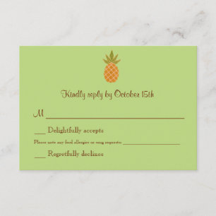 Bilingual Pineapple Wedding RSVP 2-sided Card