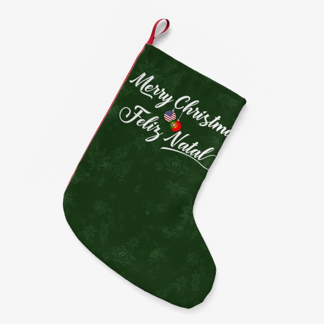 Bilingual Portuguese American Xmas Stocking (Front (Hanging))
