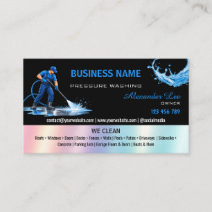 Bilingual Pressure Washing Roof Cleaning Business  Card