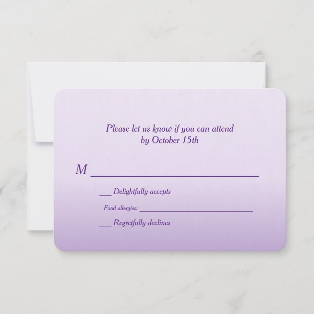 Bilingual Purple Ombre Wedding RSVP (Front)