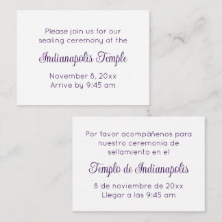 Bilingual Purple Script Temple Sealing Invitation