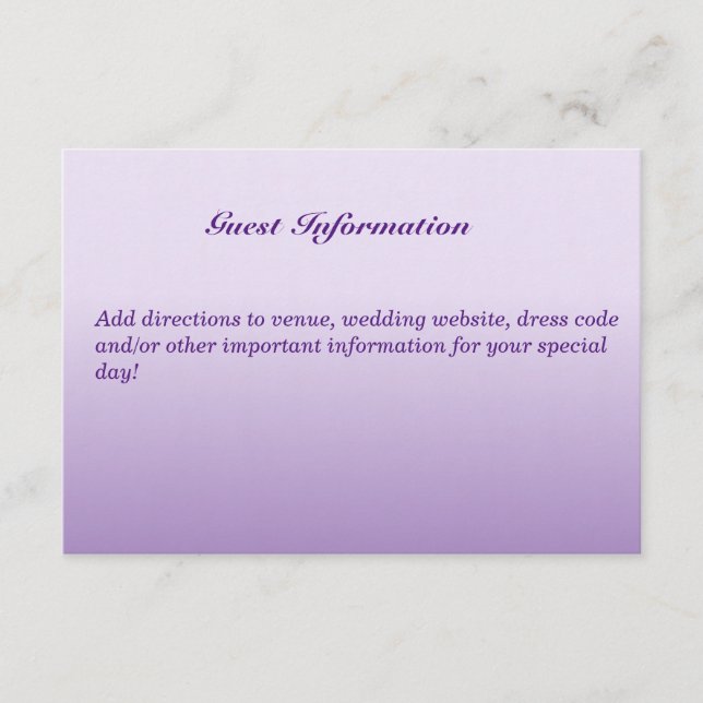 Bilingual Purple Wedding Guest Invitation Card (Front)