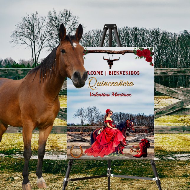 Bilingual Ranch Glam Quinceañera Welcome Display Foam Board (Bilingual Ranch Glam Quinceañera Welcome Display Foam Board)