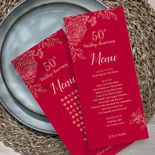 Bilingual Ranunculus Wedding Anniversary Menu