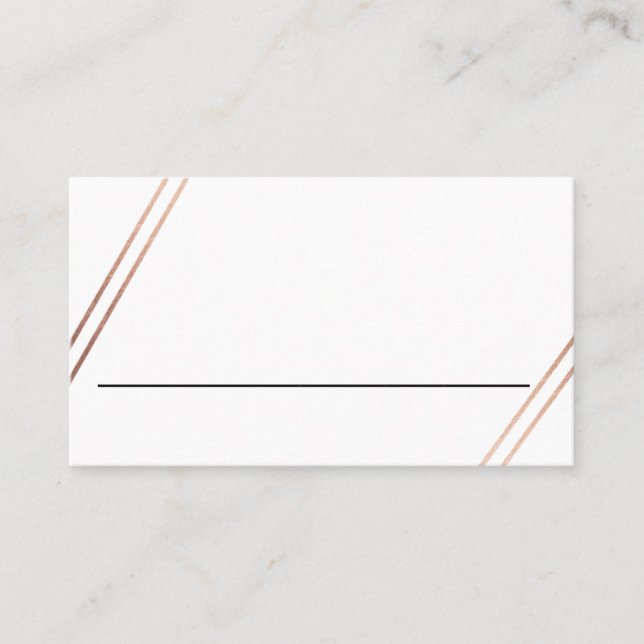 Bilingual Rose Gold Stripes Wedding Place Card (Front)