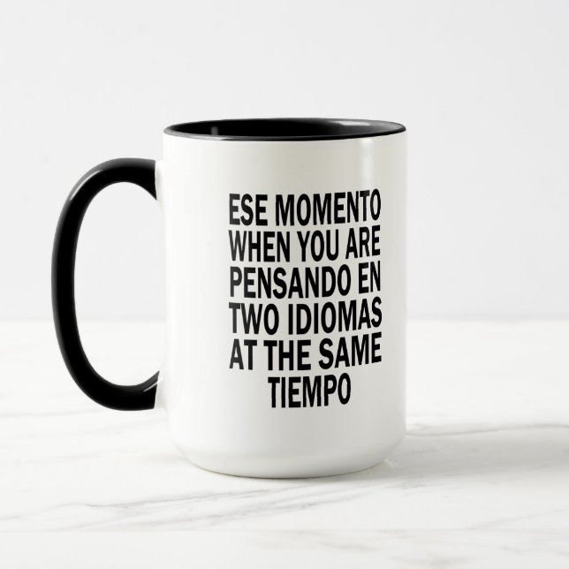 Bilingual Spanish English 15 oz Two Toned Mug (Left)