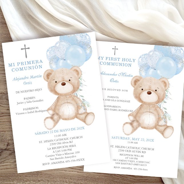 Bilingual Spanish English Boy First Communion Invitation (Creator Uploaded)