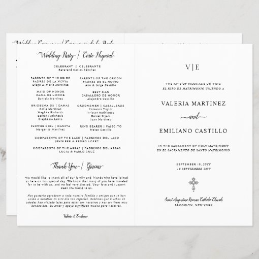 Bilingual Spanish English Catholic Wedding Program Zazzle