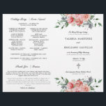 Bilingual Spanish English Catholic Wedding Program<br><div class="desc">This elegant, bilingual, Spanish and English, Catholic wedding program booklet contains sample text for a Catholic ceremony with a full mass. The floral design on the cover features two bouquets of pink and gray watercolor flowers, a beautiful Christian cross and your ceremony information written in a lovely calligraphy script font...</div>
