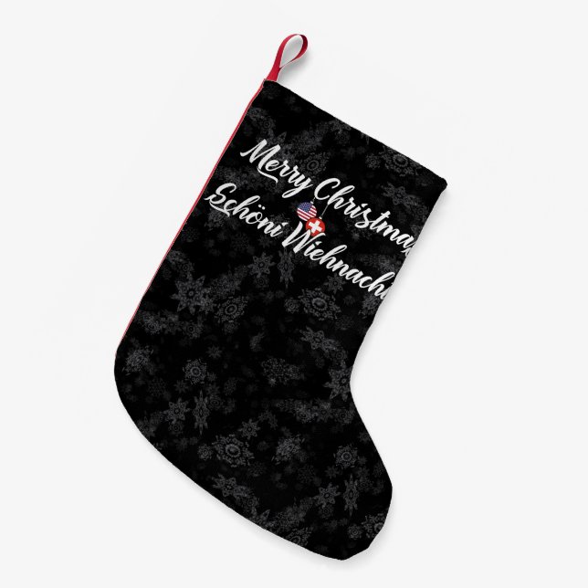 Bilingual Swiss American Holiday Stocking (Front (Hanging))
