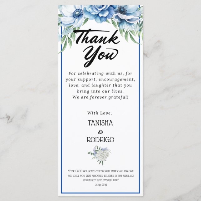 Bilingual Thank You Menu Wedding / Eng - Spa (Front)