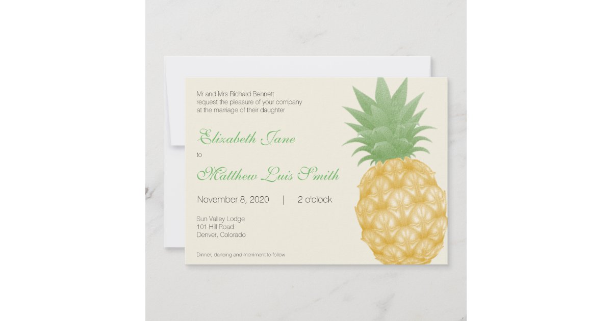 Bilingual Tropical Pineapple Wedding Invitation | Zazzle