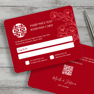 Bilingual Vietnamese English Red Wedding RSVP