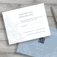 Bilingual Vietnamese Peony Dusty Blue RSVP
