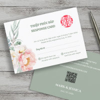 Bilingual Vietnamese Peony Song Hy Wedding RSVP