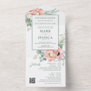 Bilingual Vietnamese Pink Flower All In One Invitation
