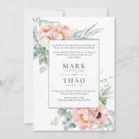 Bilingual Vietnamese Pink White Flower Wedding